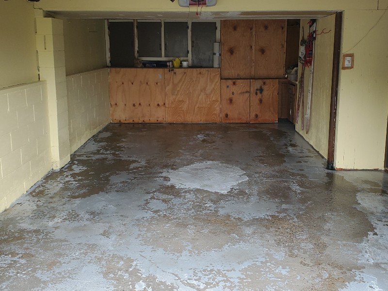 Before garage floor coating project