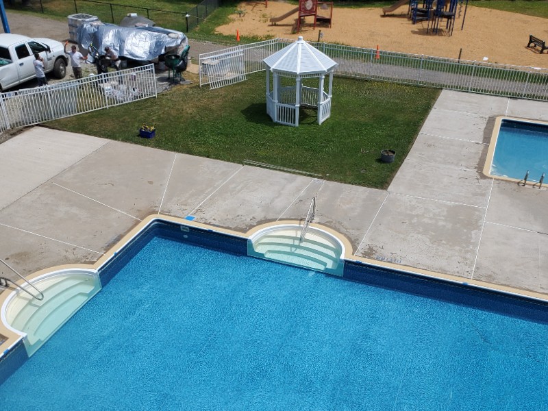 Before pool deck resurfacing project
