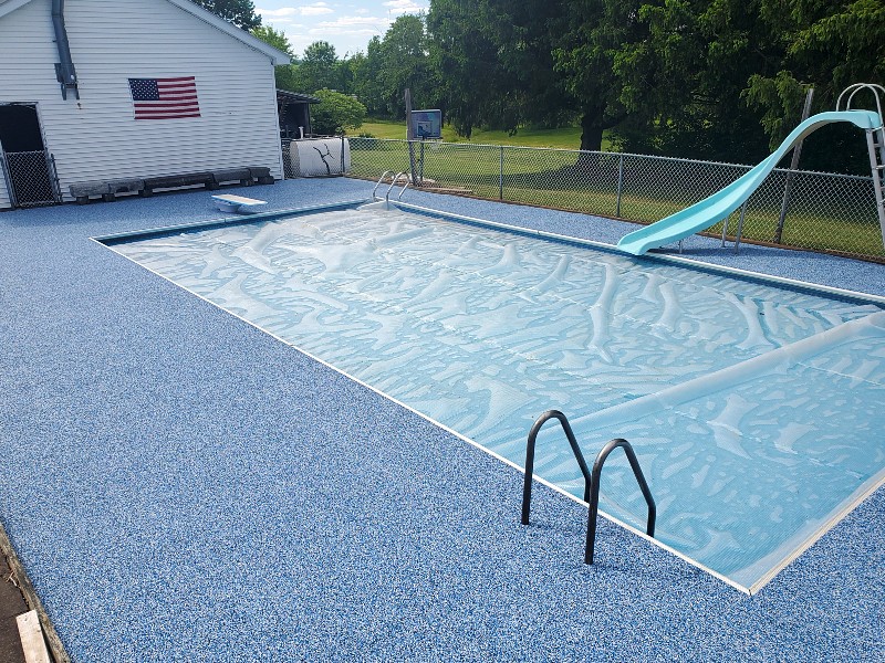Professional Pool Deck Resurfacing by licensed contractor Rubber Stone NY